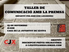 El Consell de la Joventut de Xàtiva organitza un taller gratuït de comunicació amb la premsa