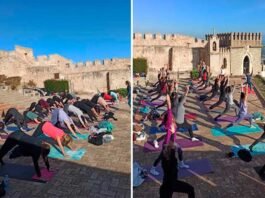 Ioga solidari al Castell de Xàtiva per a reconstruir La Sala de Estar, de Picanya, afectada per la DANA