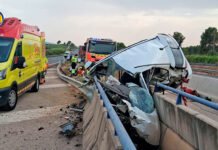 Un trágico accidente en la A-35 a la altura de Montesa deja un muerto y tres heridos