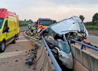 Un trágico accidente en la A-35 a la altura de Montesa deja un muerto y tres heridos